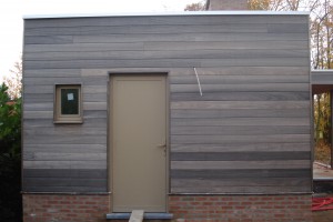 Gevelbekleding in hout: padouk