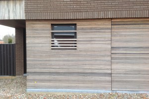 Gevelbekleding in hout: padouk